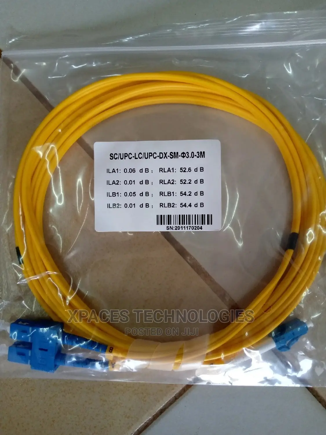 SC-LC Duplex 9/125 Singlemode Fiber Optic Patch Cable 3M