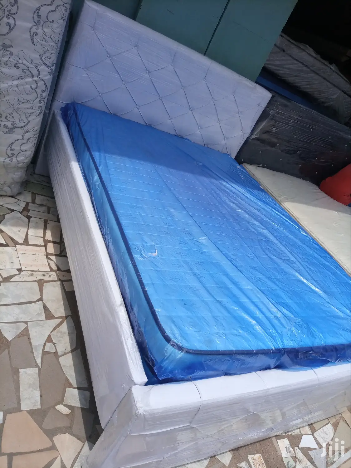 White Queen-Size Bed+Mattress. Free Delivery