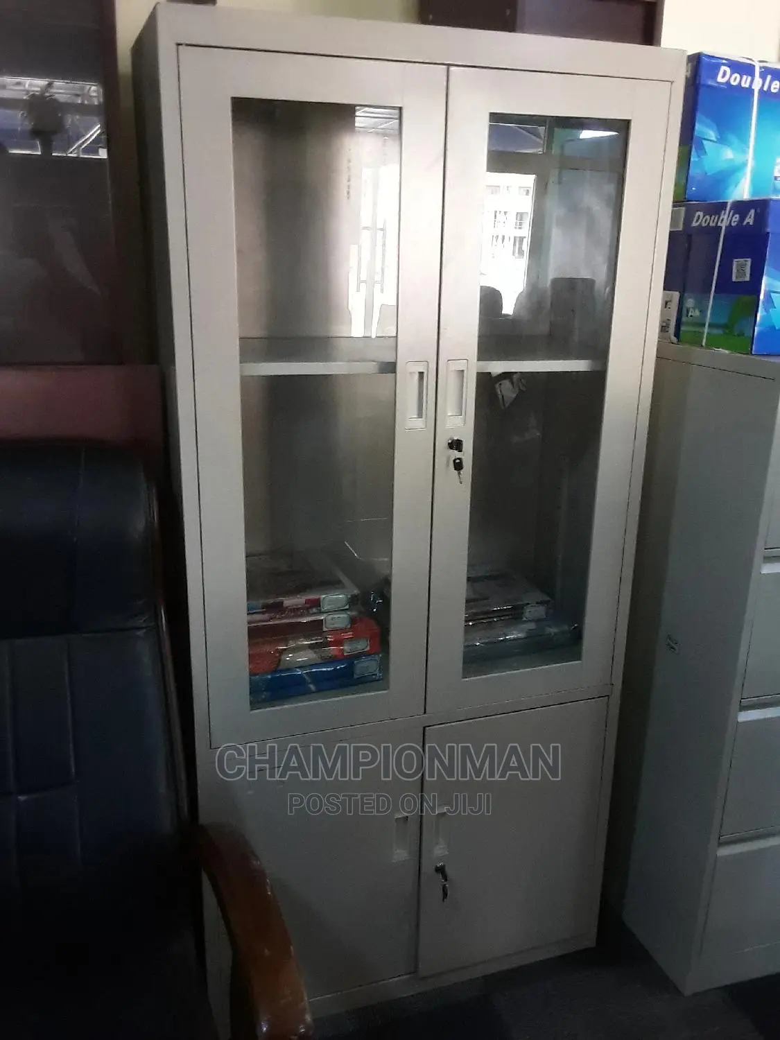 Metal Cabinet With Half Glass