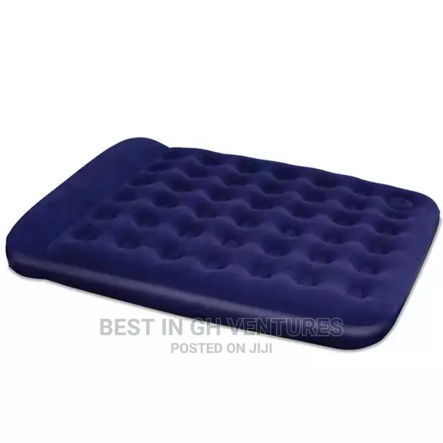 Air Mattress With Raised Inbuilt Pillow + Pump