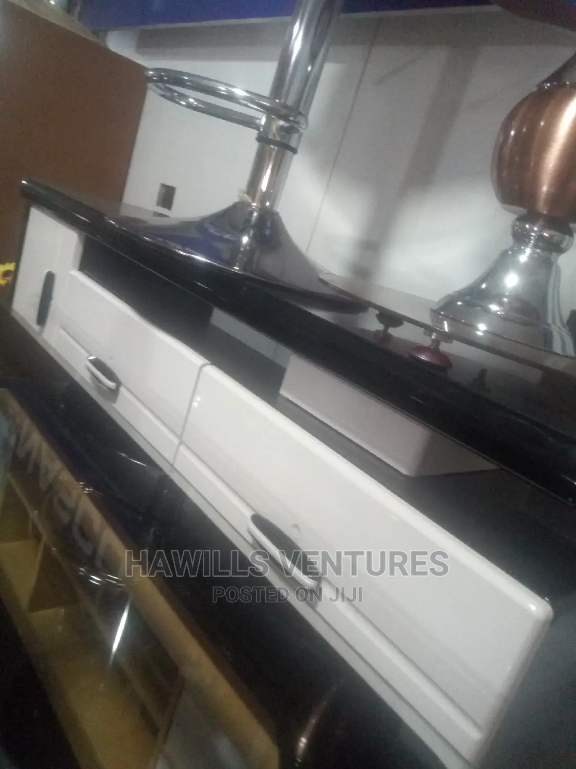 White and Black TV Stand