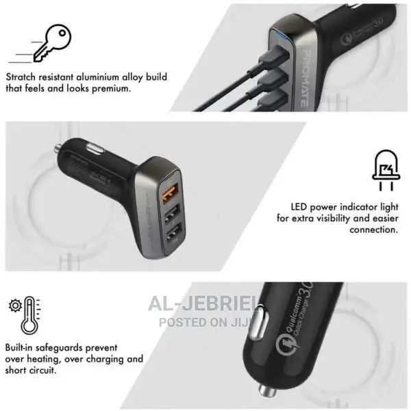 Promate Scud-35 – 35W Qualcomm QC3.0 With 3 USB Ports