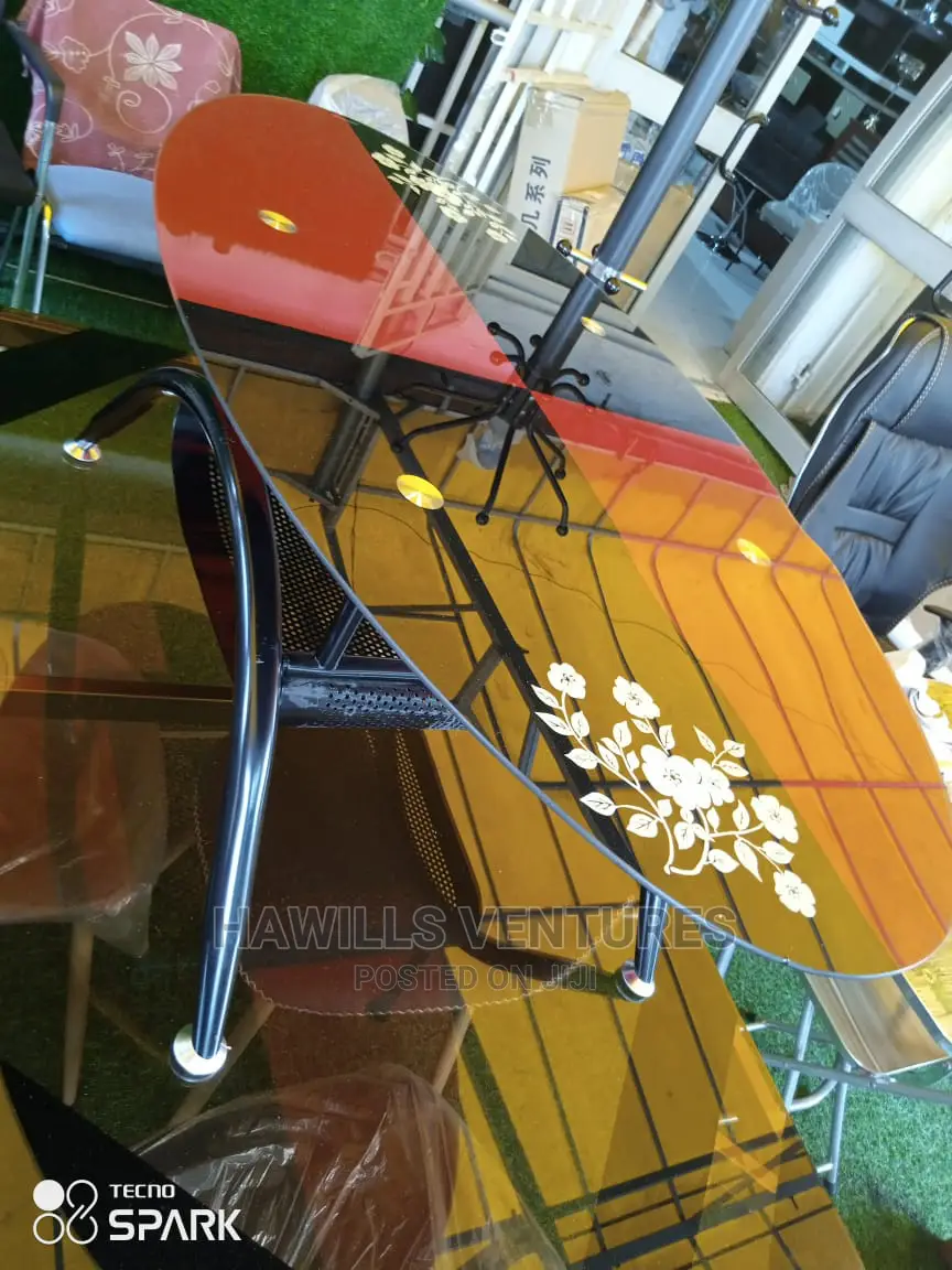 Glass Table With Mettalic Legs