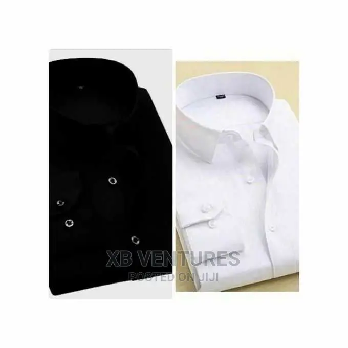 Long Sleeves Shirt - 2 Pieces, Black and White