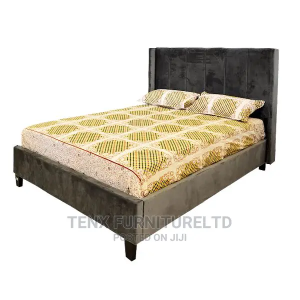Bed Queen Size Fabric Dark Grey