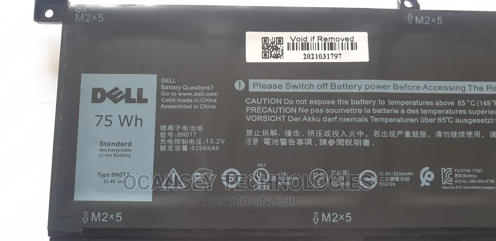 Original Dell Battery Tmfyt 8n0t7 for Dell XPS 15 9575 Serie