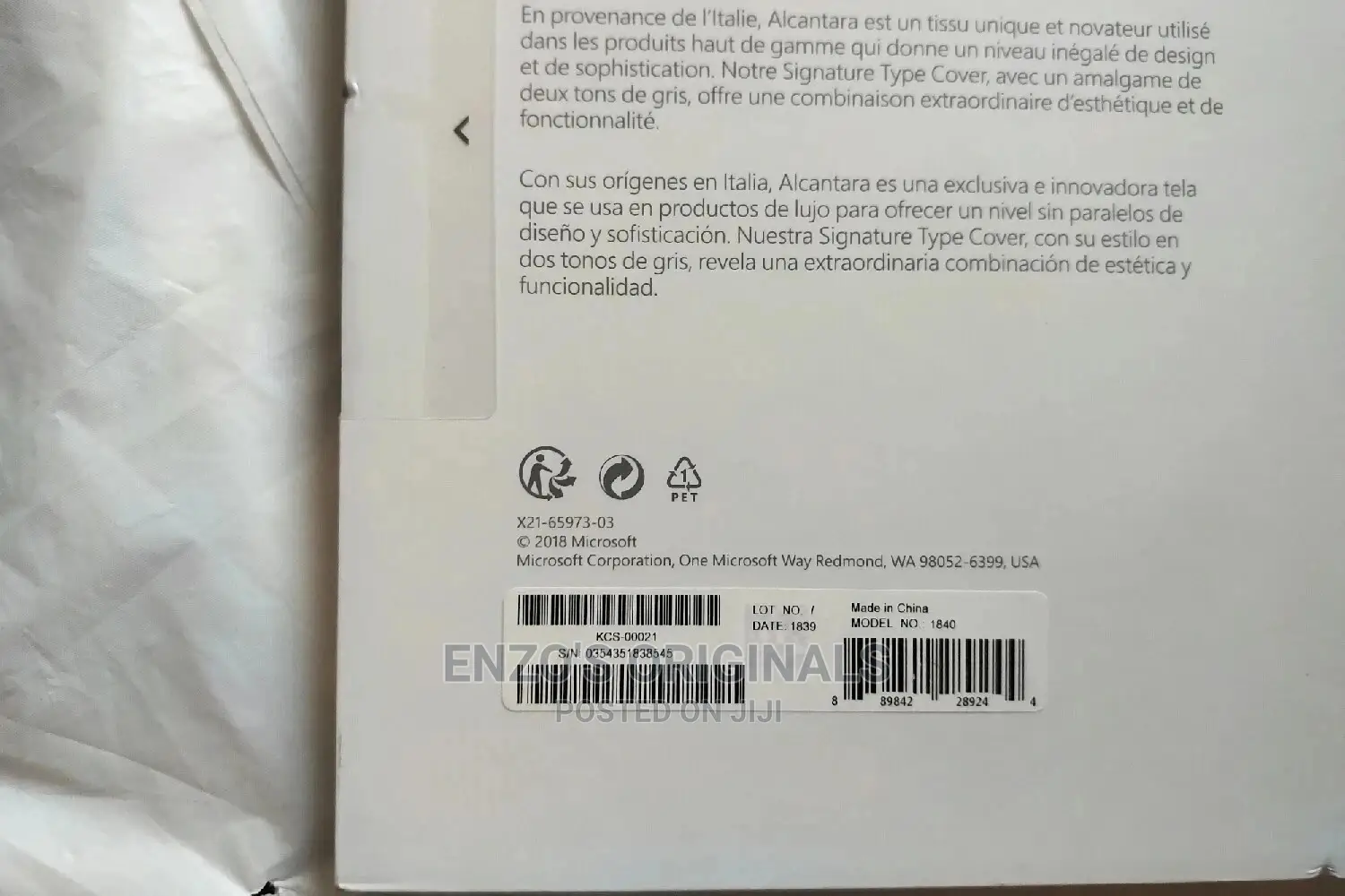 Microsoft Surface Go Alcantara Type Cover Keyboard