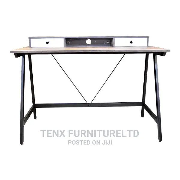 Computer Desk 2 Drawers Wood/Metal