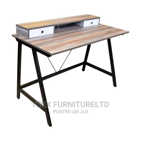 Computer Desk 2 Drawers Wood/Metal