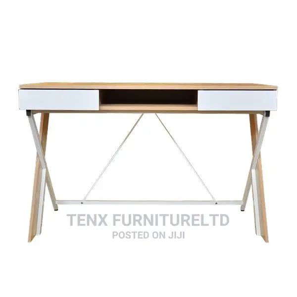 Computer Desk 2 Drawers (Brown White)
