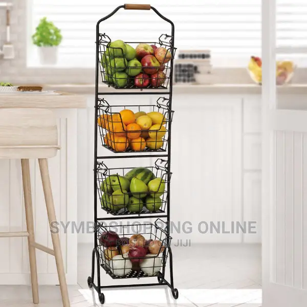 4 Tier Metal Floor Standing Fruit/Home Storage Market Basket
