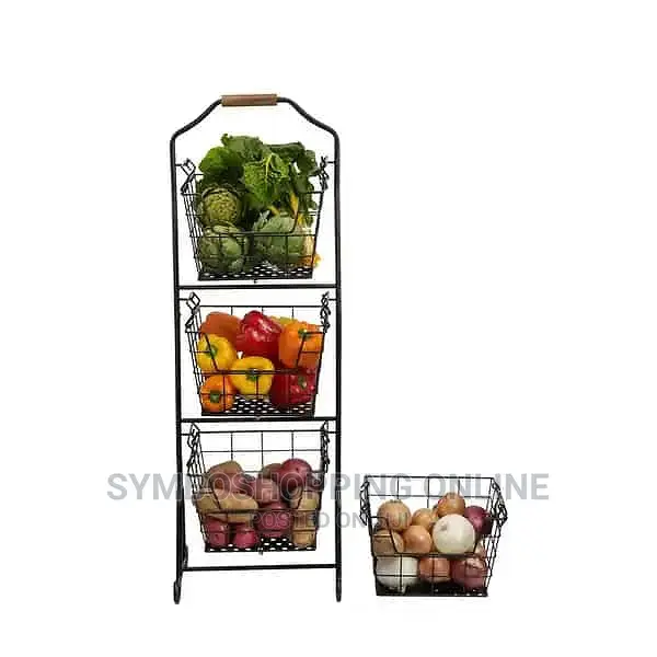 4 Tier Metal Floor Standing Fruit/Home Storage Market Basket