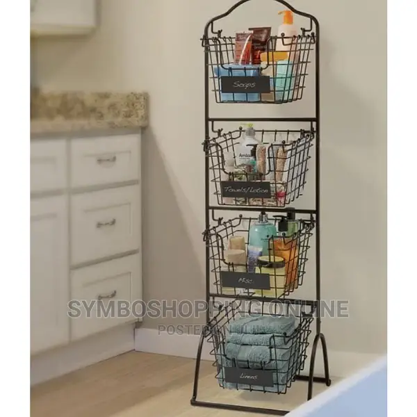 4 Tier Metal Floor Standing Fruit/Home Storage Market Basket
