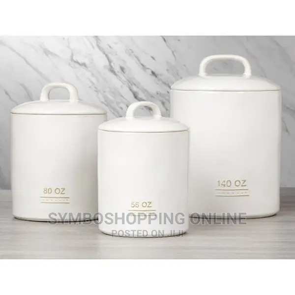 Farmhouse Collection Airtight 3 Piece Set Ceramic Canisters