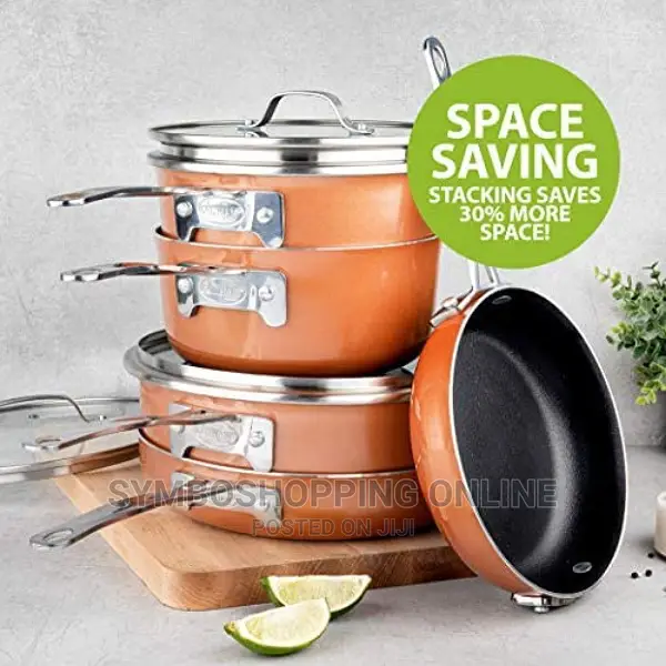 10 Piece Set Stackmaster Non-Stick Space Saving Cookware.