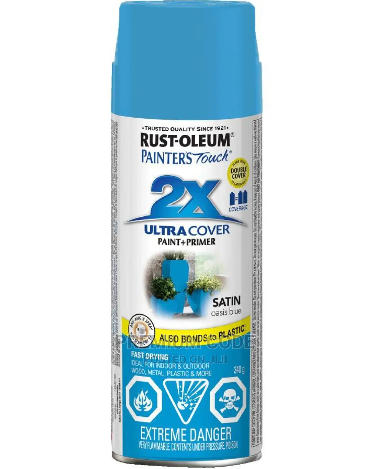 Spray Paint, Satin Oasis Blue, 2X Ultra Cover Rustoleum