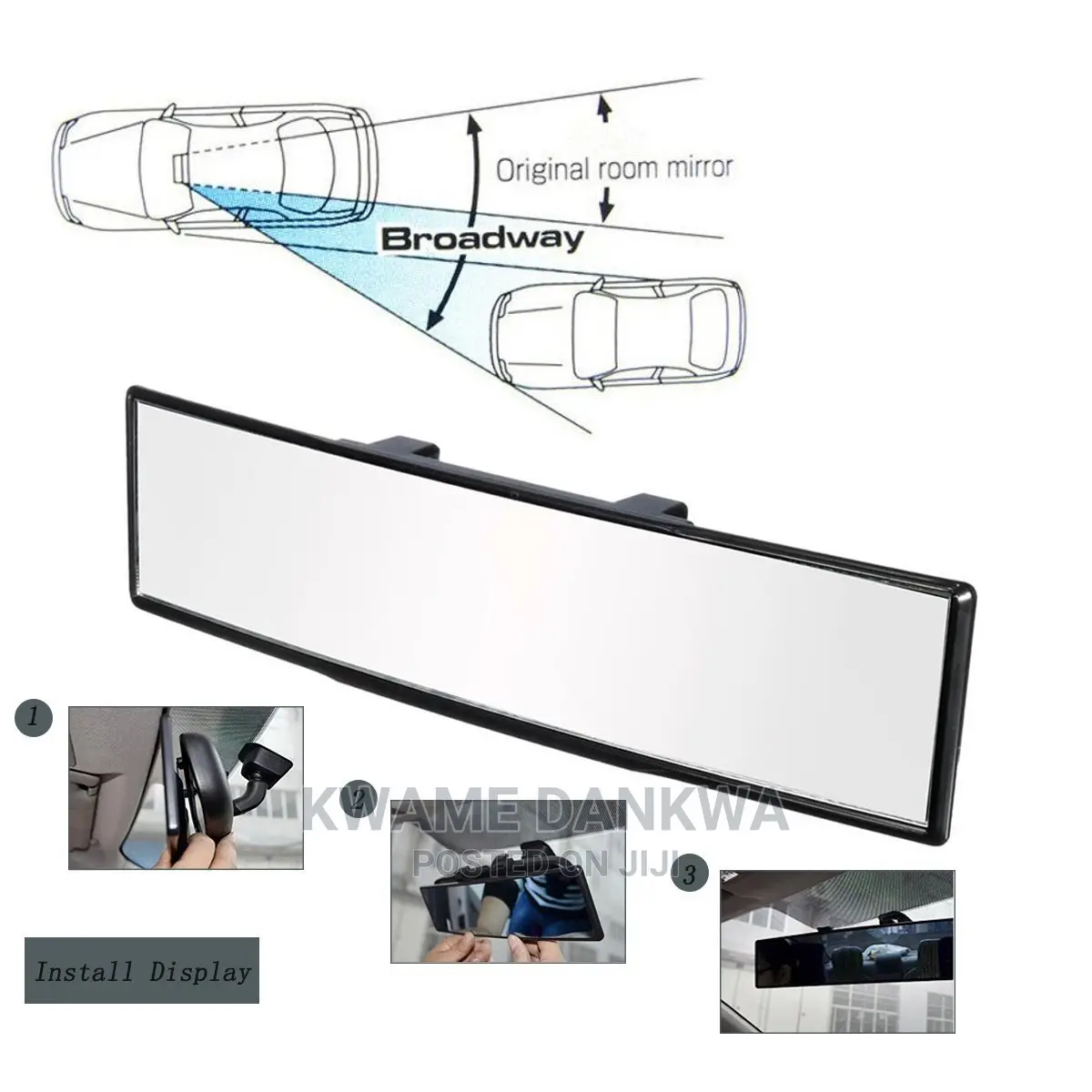 HD Wide Angle Panoramic Rear View Mirror 300x65mm