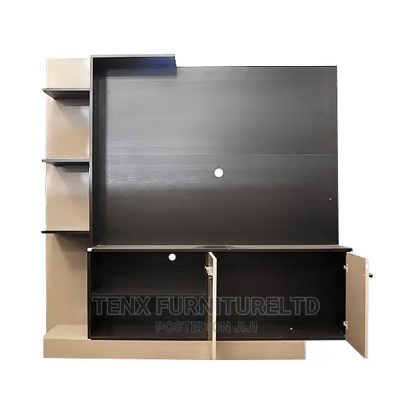 TV Unit 3 Tier Shelves Black and Light