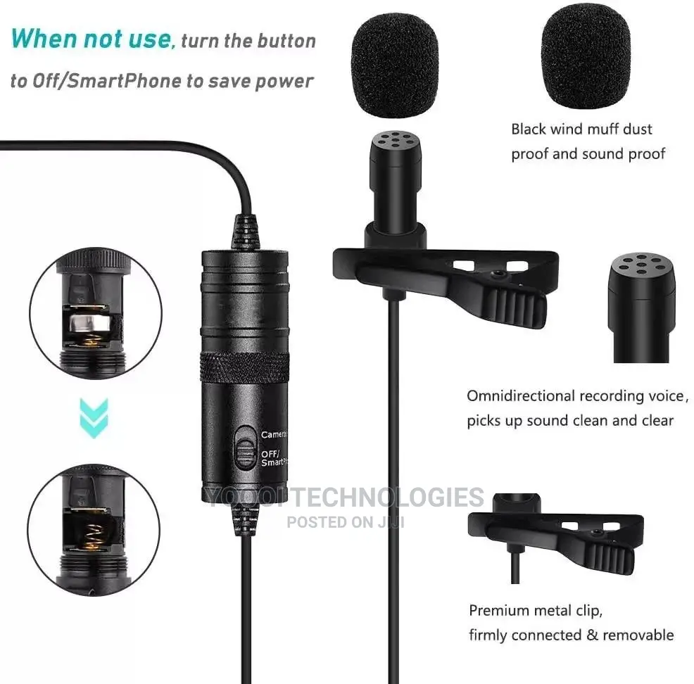 6m Lavalier Sterio Audio Interview Clip Microphone