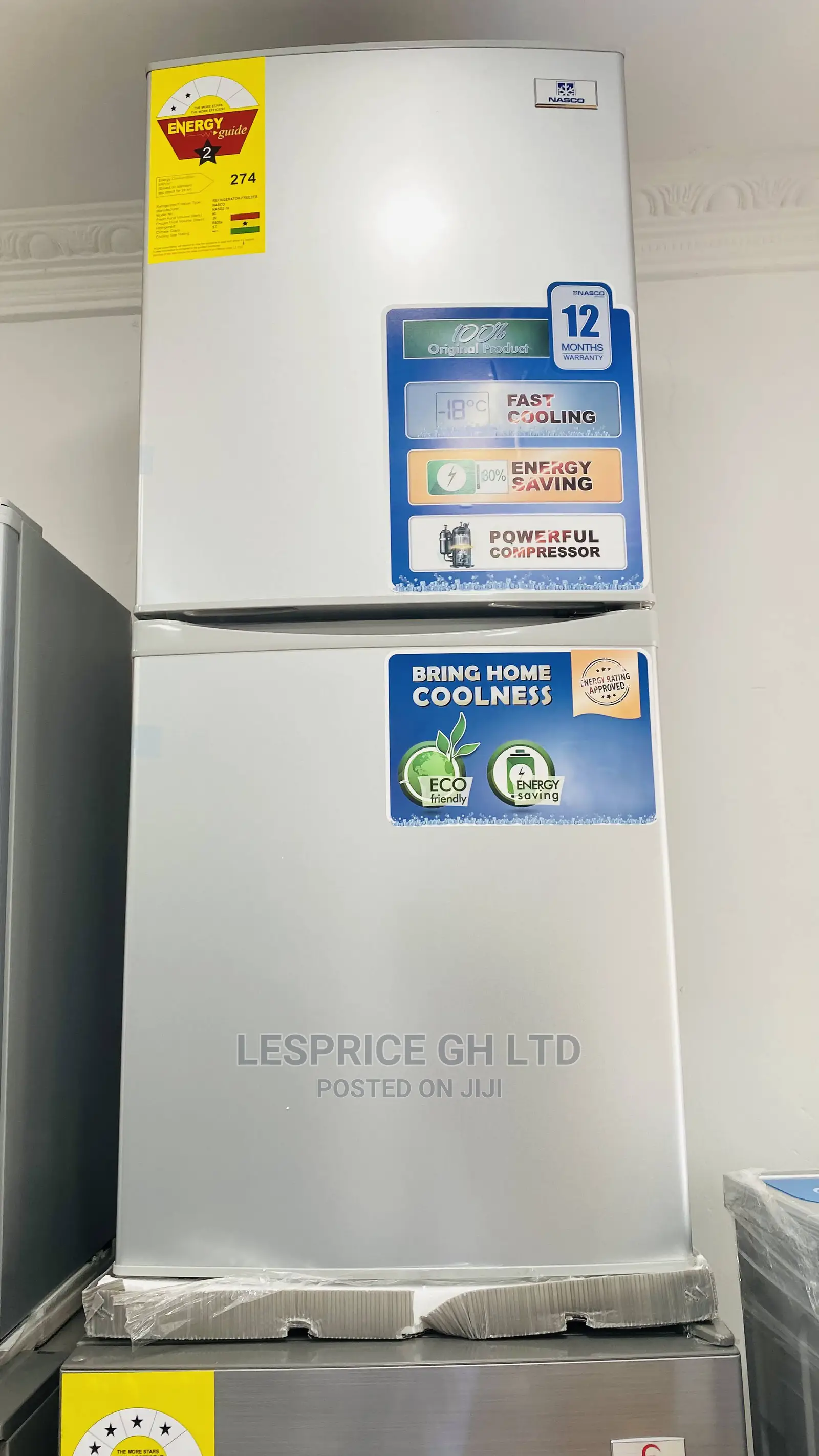 Silver Nasco Nasd2-18 132l Double Door Bottom Freezer Fridge