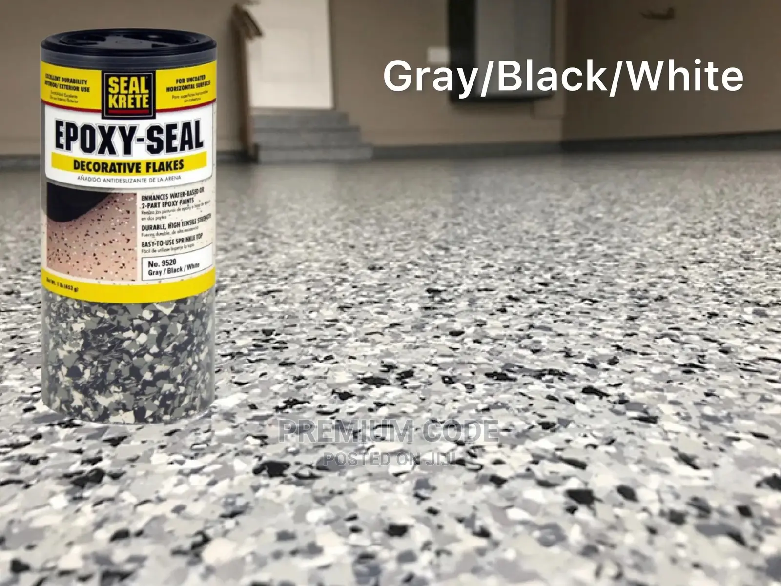 Epoxy Decorative Color Flakes, Gray/Black/White