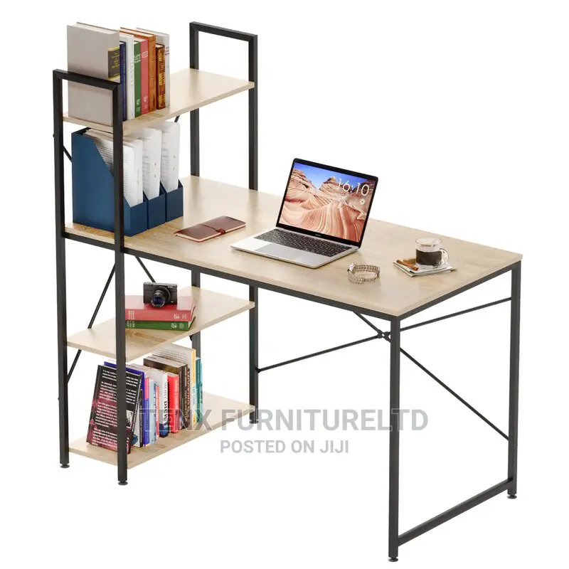 Wooden Computer Desk With Metal Stand