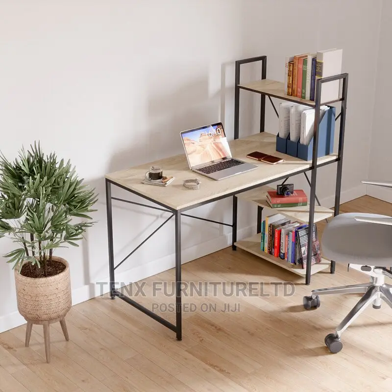 Wooden Computer Desk With Metal Stand