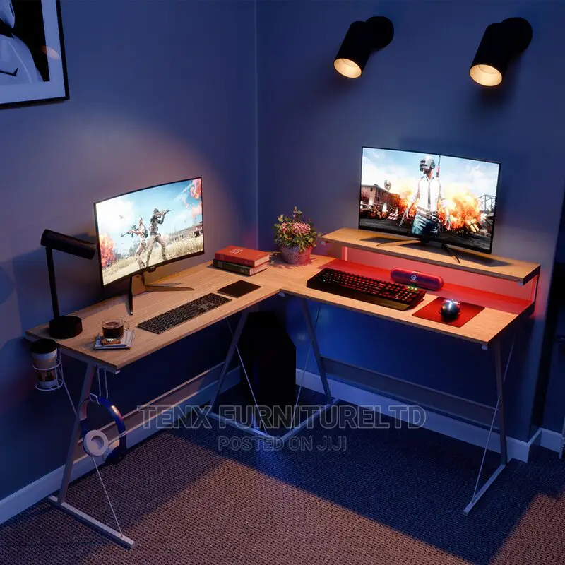 Computer Desk L-Shaped With Keyboard Tray