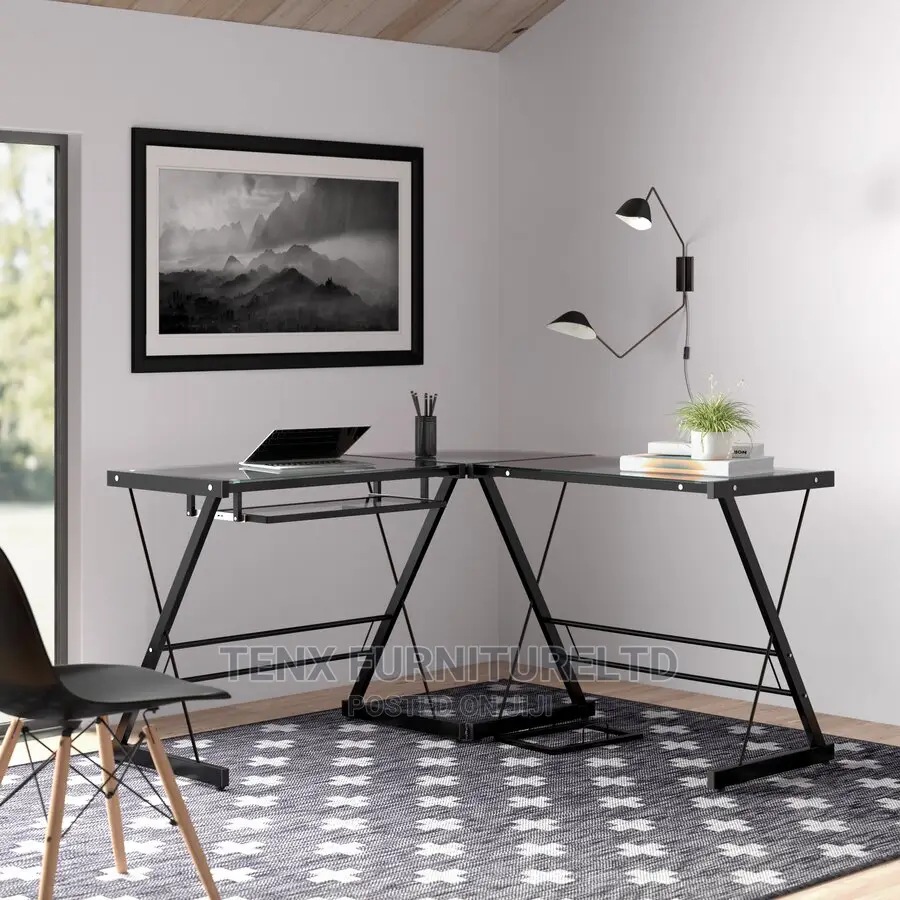 Computer Desk L-Shaped With Keyboard Tray