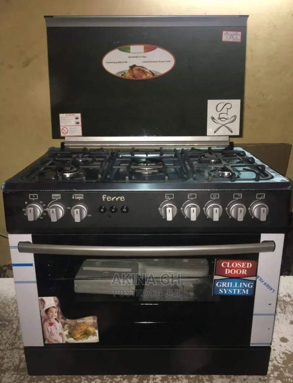 Ferre 5 Burners Gas Cooker 90x60