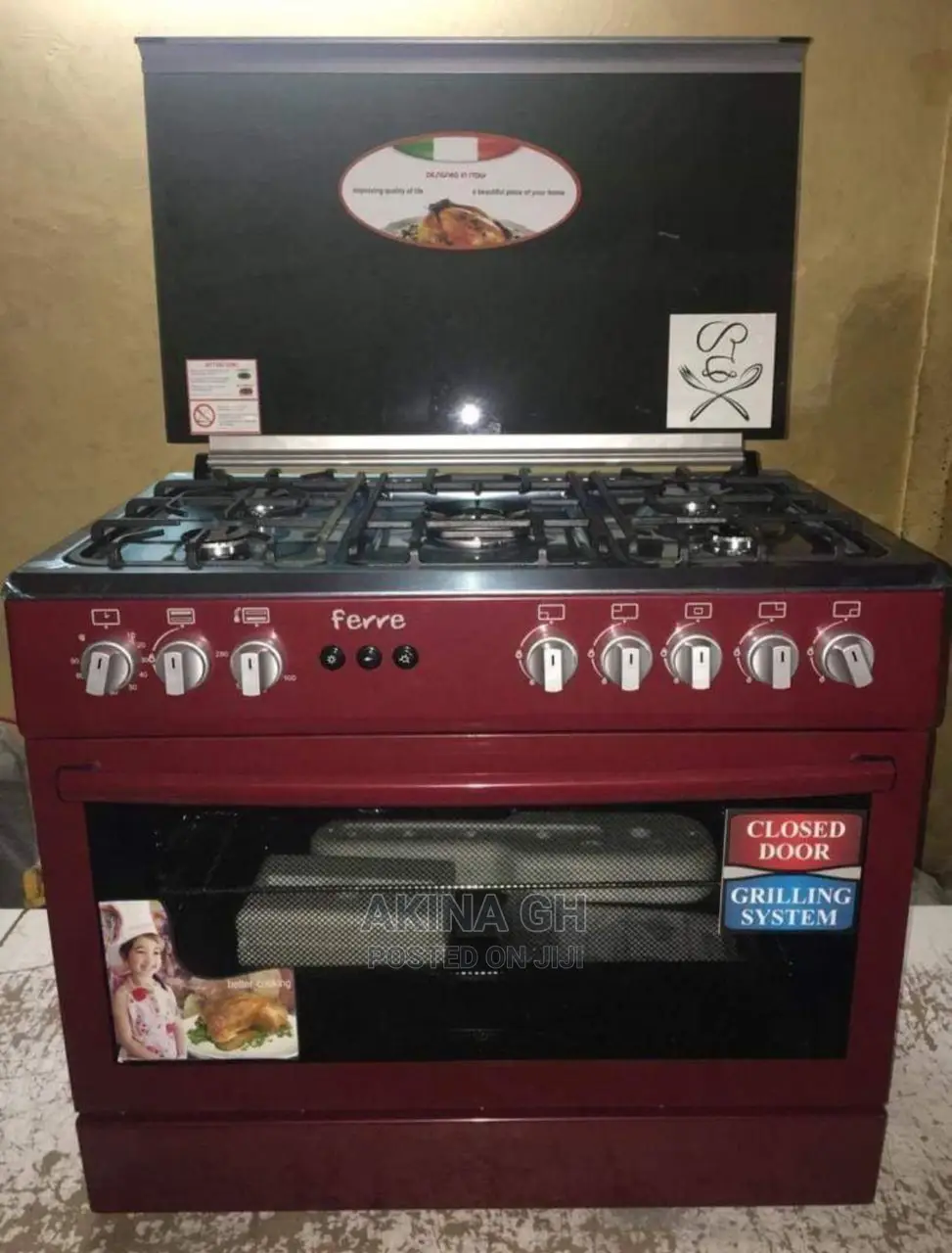 Ferre 5 Burners Gas Cooker 90x60