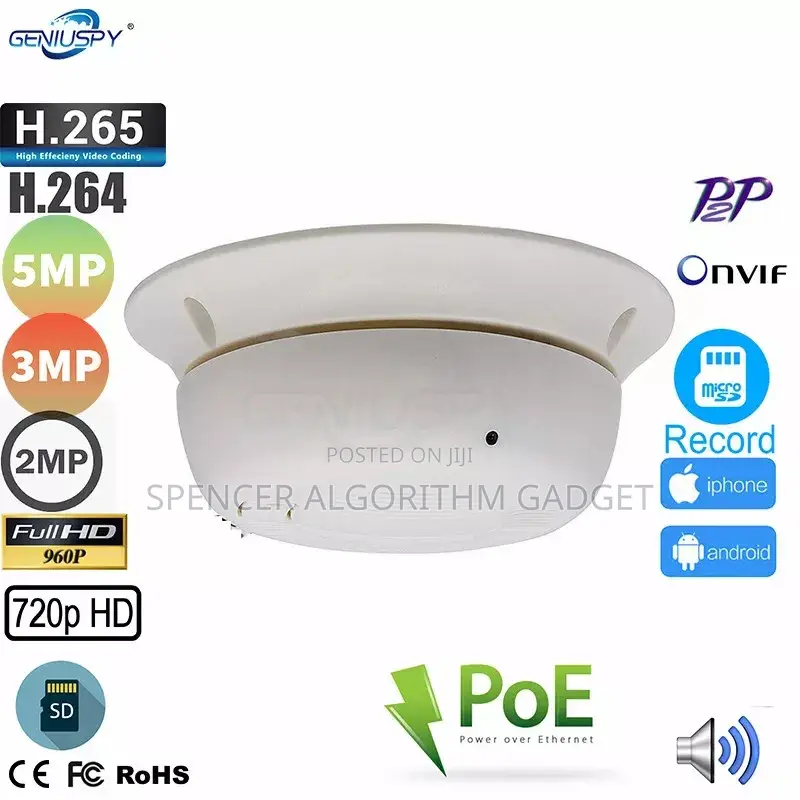 Security Camera IP Wired Ceiling Smoke Camera