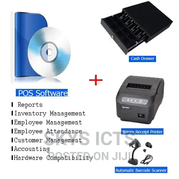 POS Software With Cash Drawer, Printer and Barcode Scanner