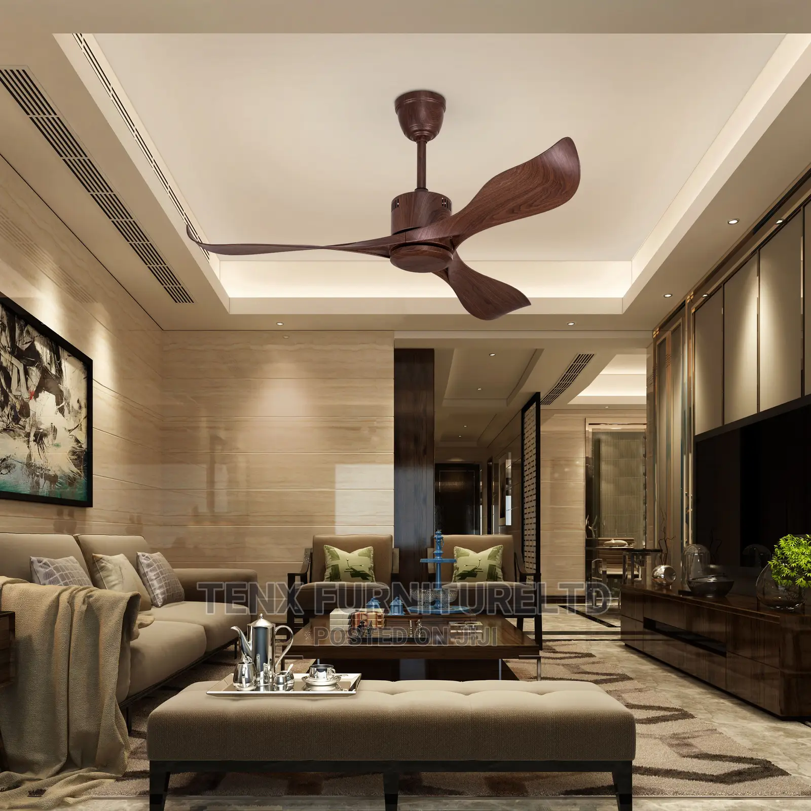 Ceiling Fan Walnut Finish Body, Walnut Finish Abs Blades)