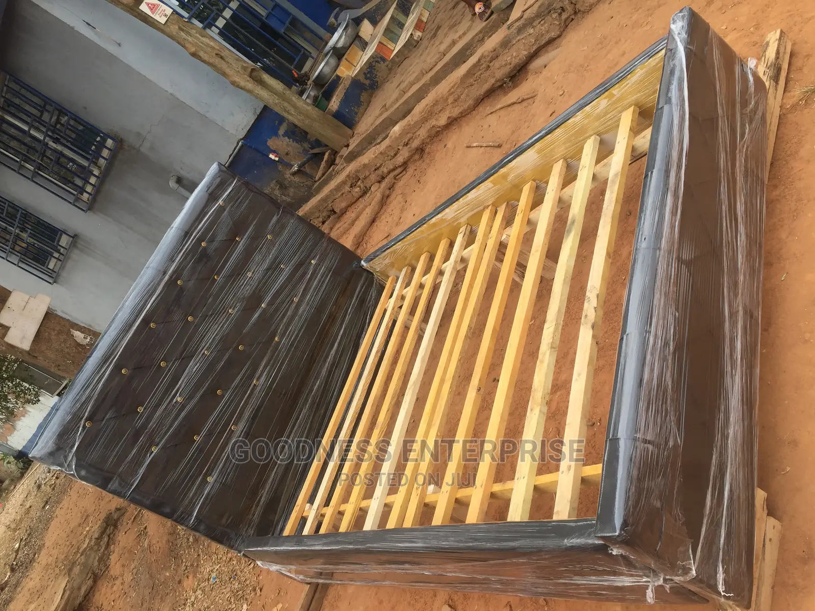 Foreign Black Leather Bed Frame
