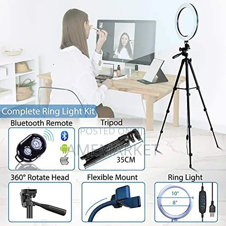 Ring Light + 102cm Tripod Stand. Video Pic