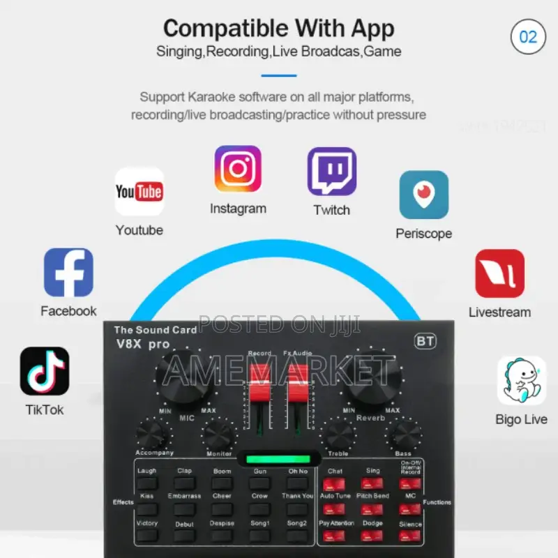 V8x Pro USB External Sound Card for Phones Computer. Bm800