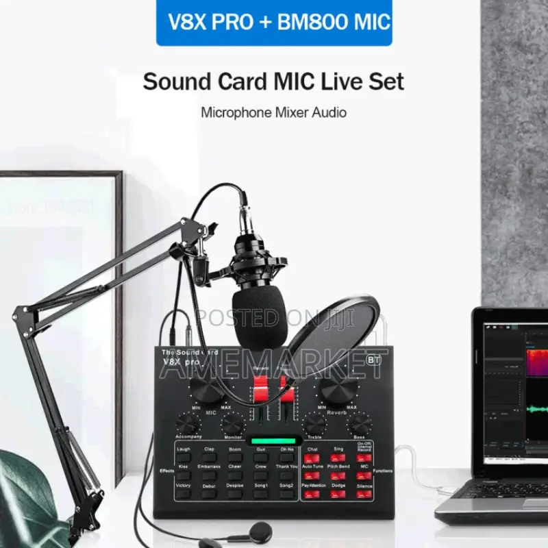 V8x Pro USB External Sound Card for Phones Computer. Bm800