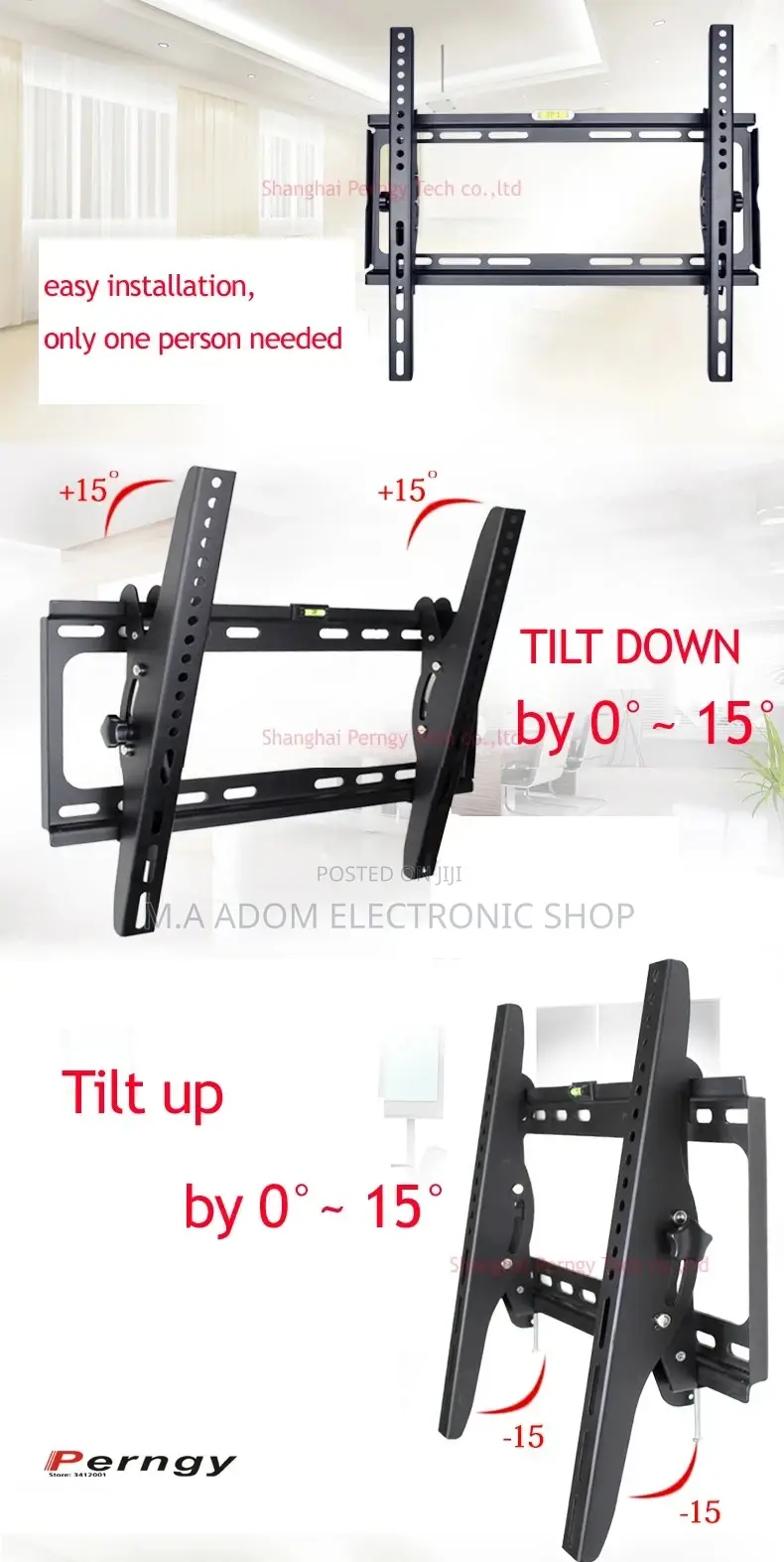 Very Heavy Durable Tilting Wall Mount 32”-65”