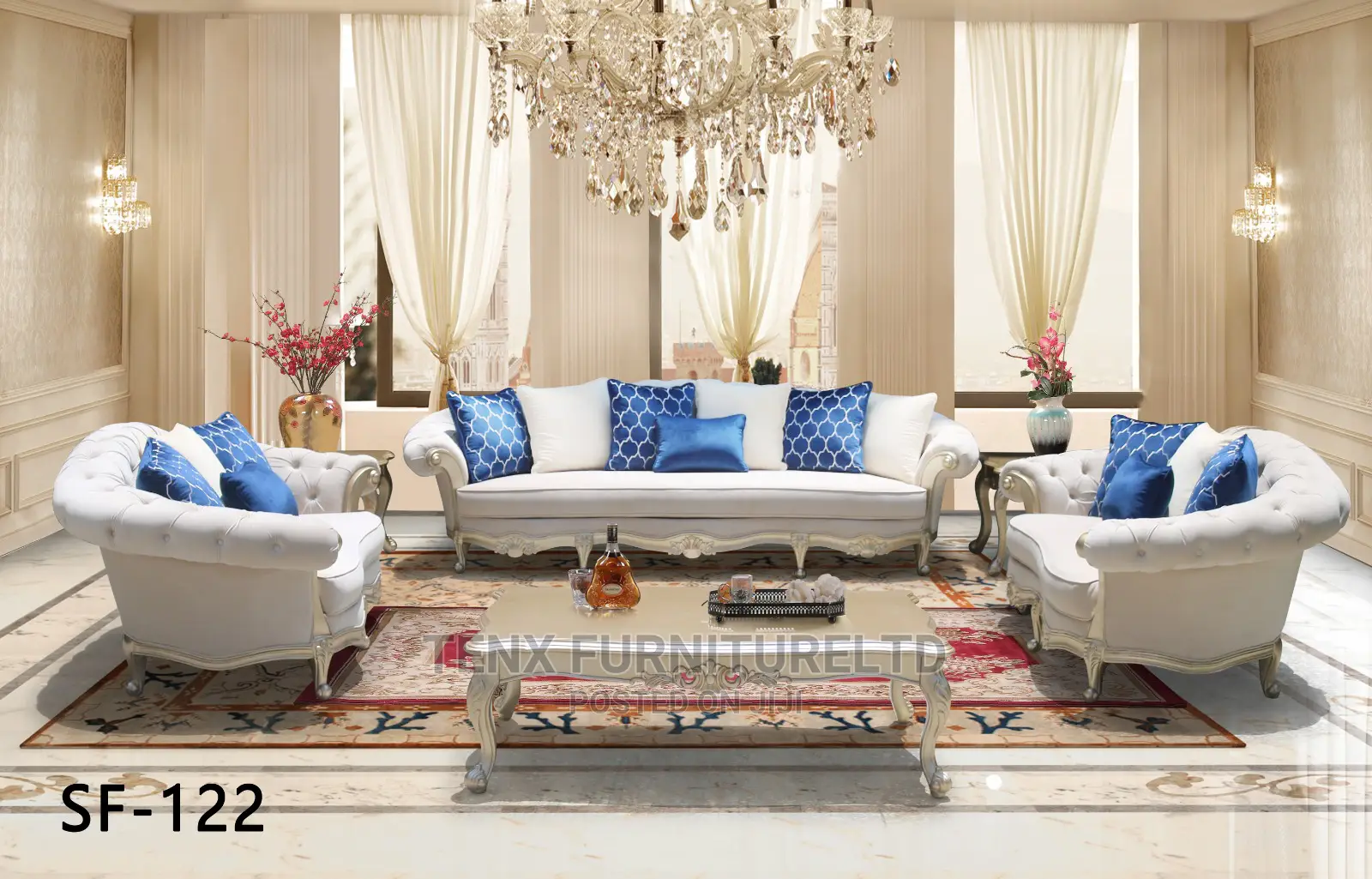 Sofa Set Royal With Side Table and Coffee Table