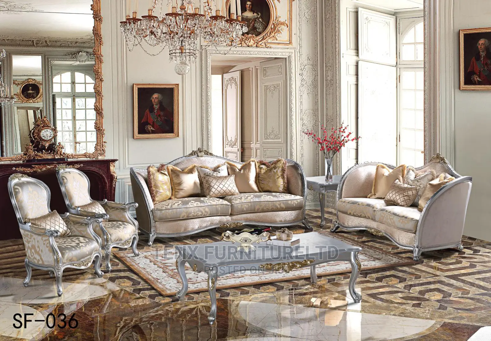 Sofa Set Royal (Side Table and Coffee Table)Silver