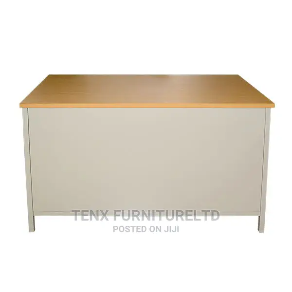 Office Desk With Wooden Top Metal Base