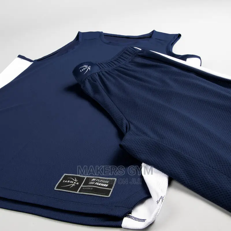 Men's Basketball Shorts and Sleeves- Dark Blue/White