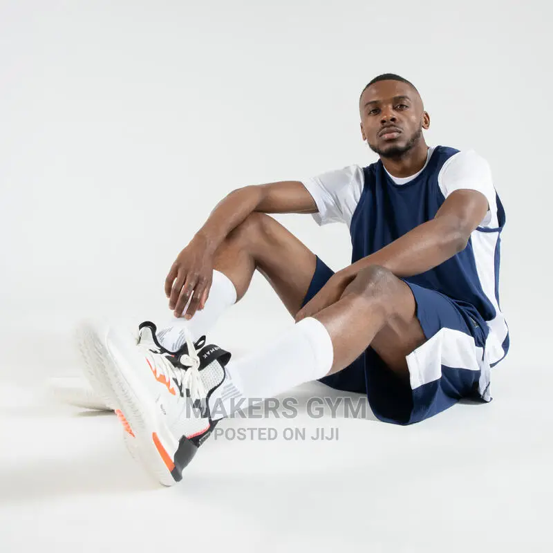 Men's Basketball Shorts and Sleeves- Dark Blue/White
