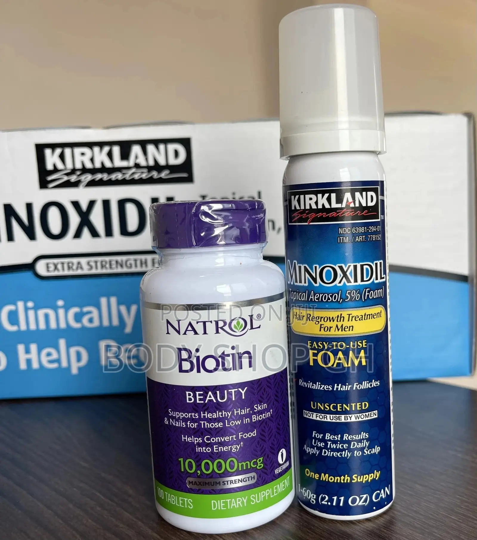 Kirkland Minoxidil Foam +Natrol Biotin (10,000mcg /100 Caps)