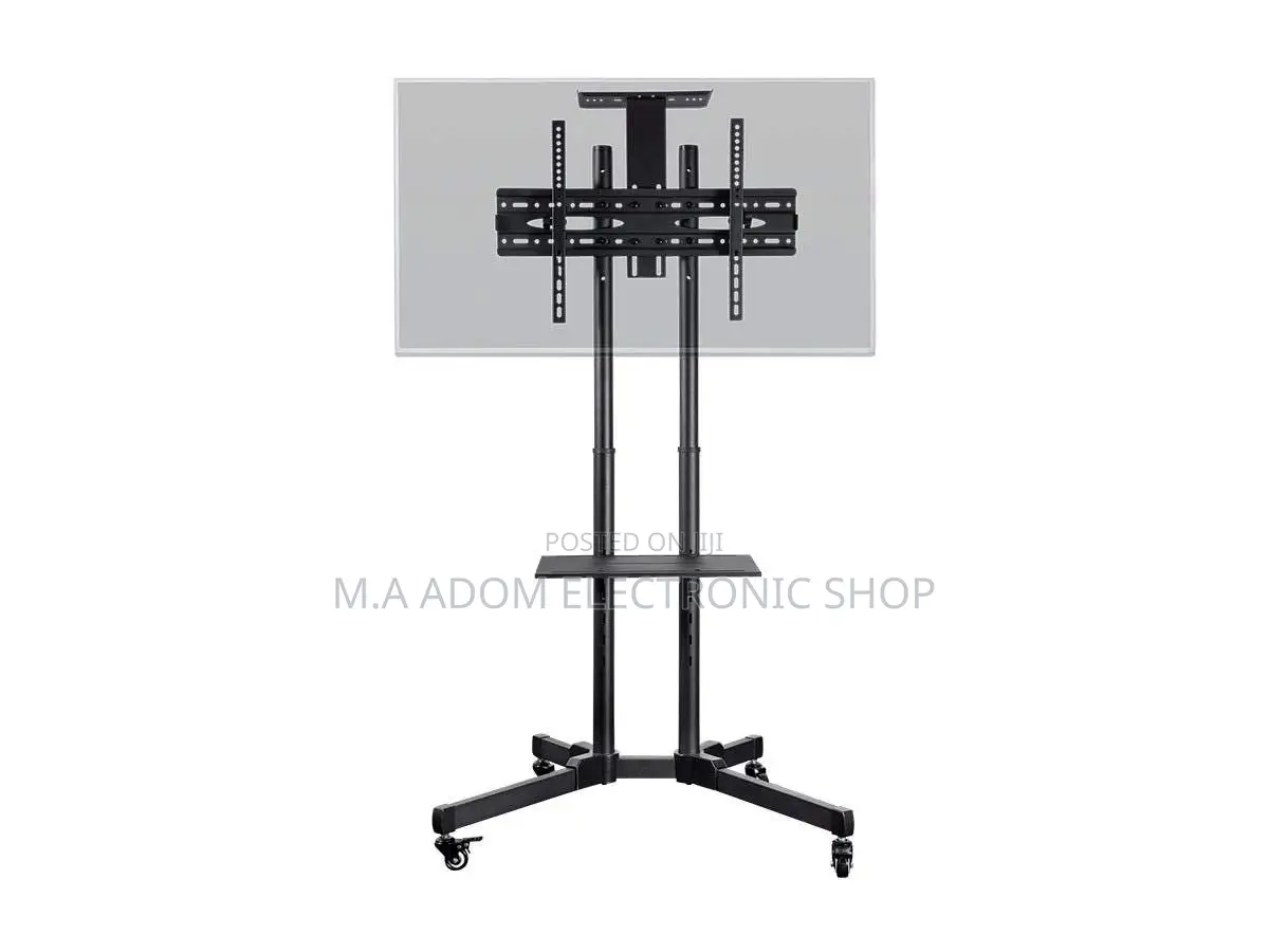 Black Colour Tv Stand With Wheels