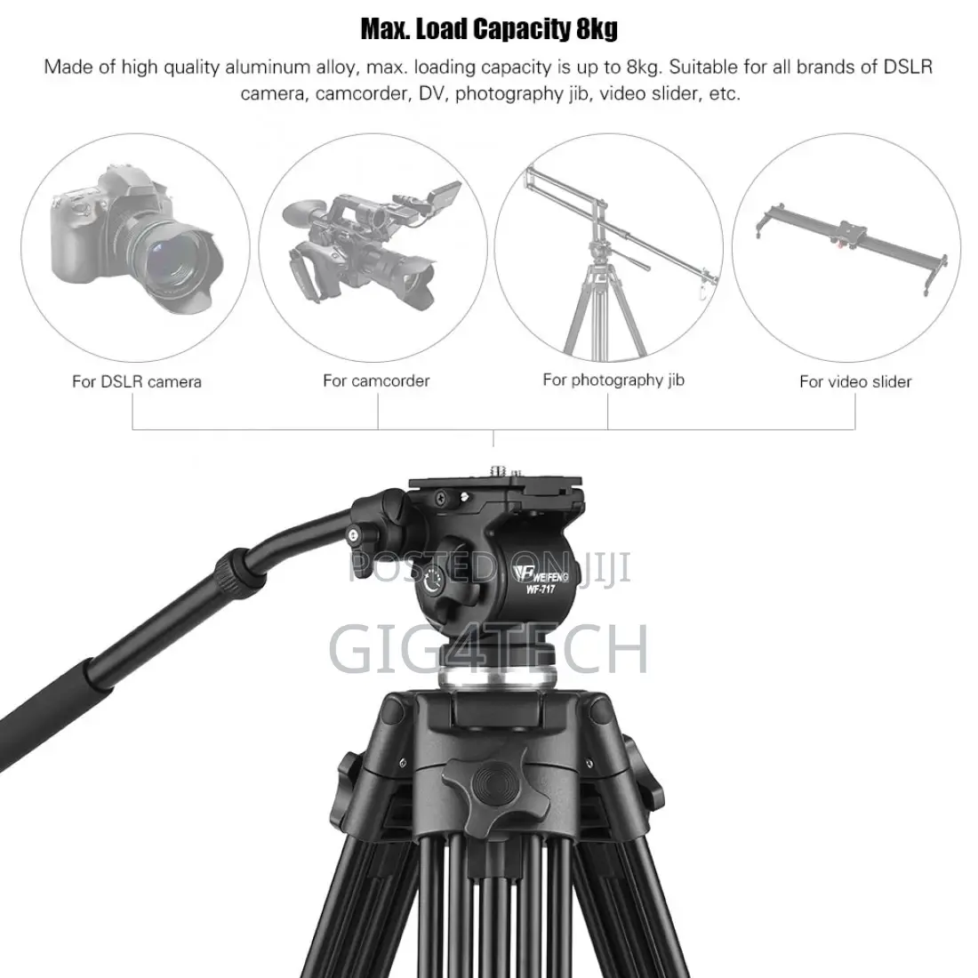 Weifeng Wf-717 1.8m Heavy Duty Video Tripod