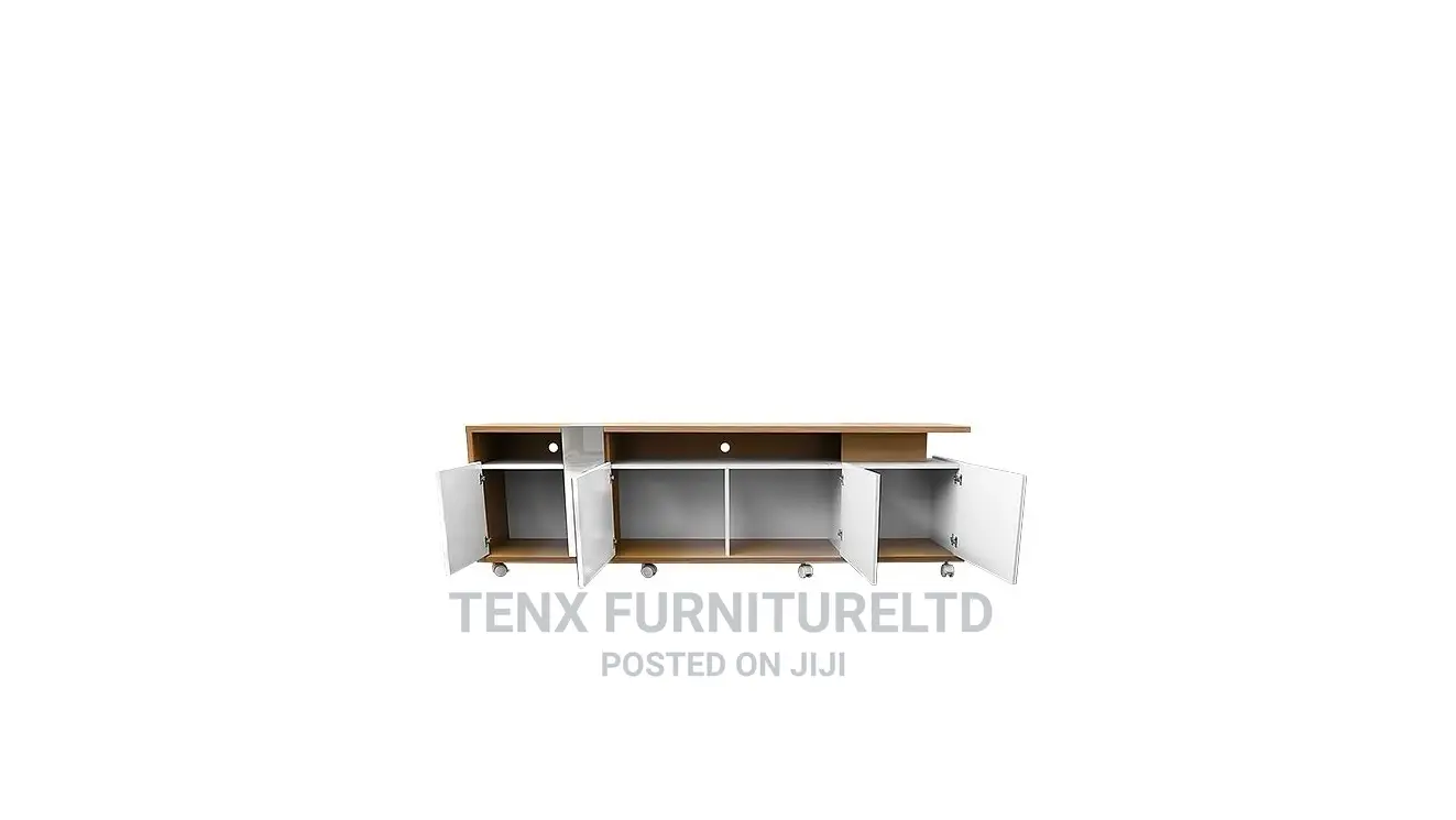 TV STAND WITH Wood and Mirror Glass