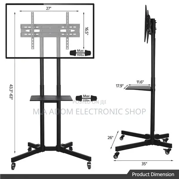 Movable Tv Cart With Dvd Shelf N Wheels