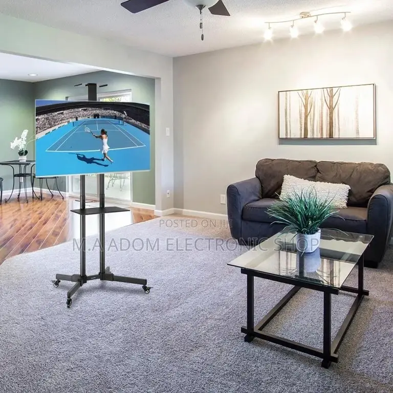High Quality Steel Mobile Tv Stand With Wheels 32”-70”